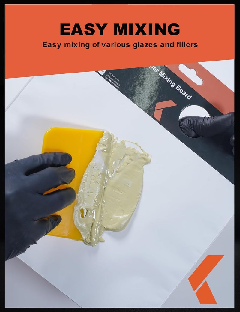 KREFINISH Body Filler Spreaders (Pack of 100) - 6" Yellow Reusable Plastic Spreader for Automotive Fillers, Putties, Glazes, Caulks and Paint - Image 3